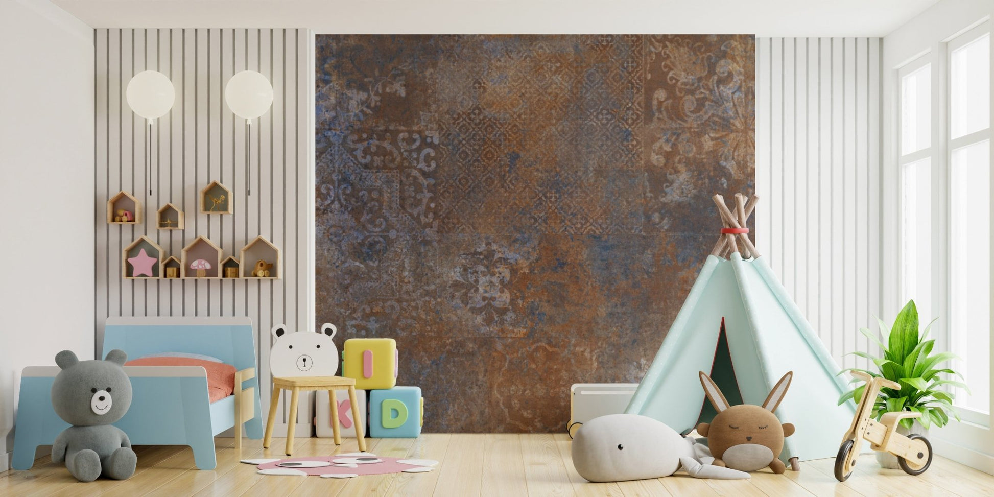 "Aged rustic wallpaper with faded textures" D241

