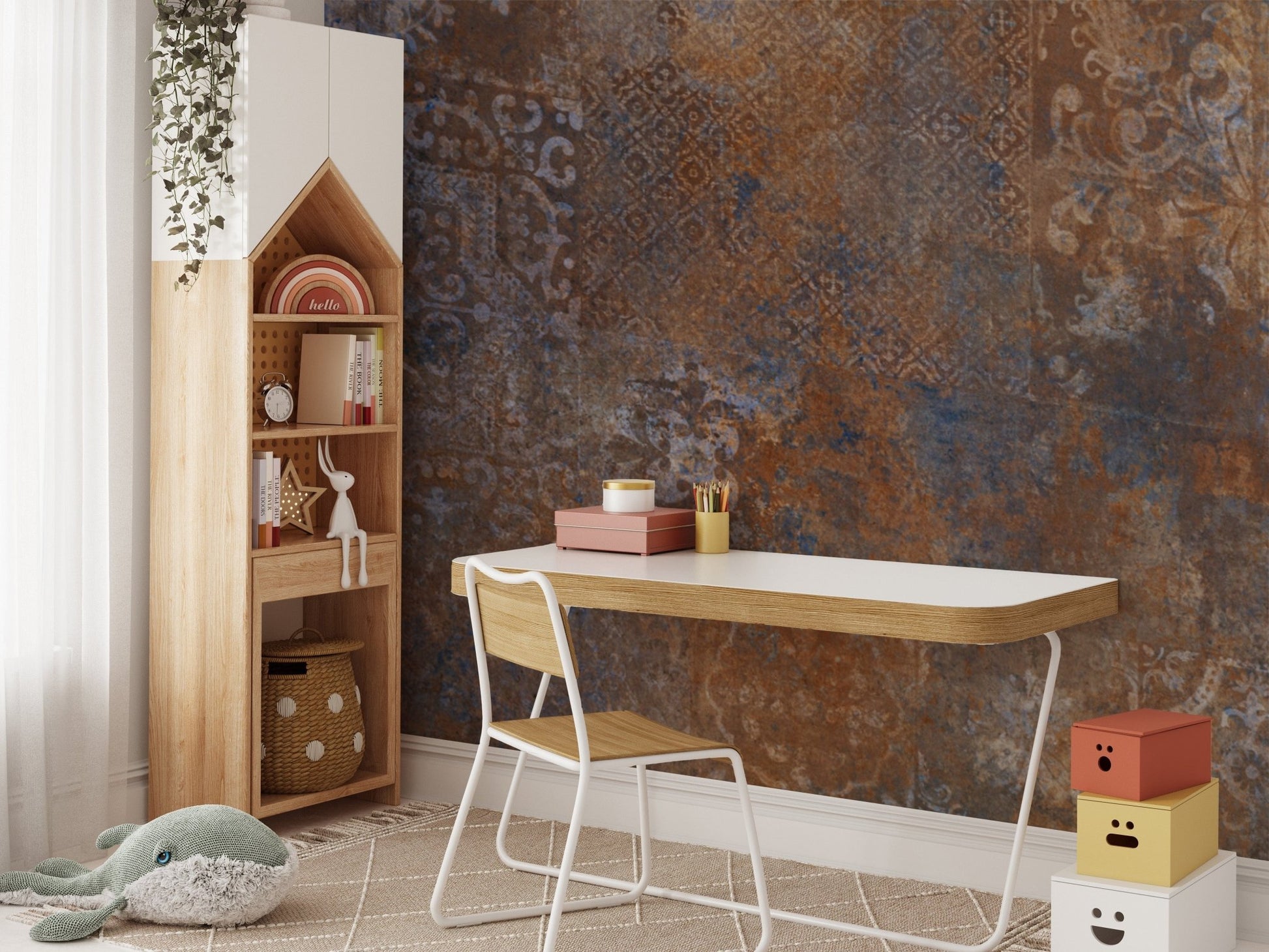 "Vintage-style distressed wallpaper design" D241
