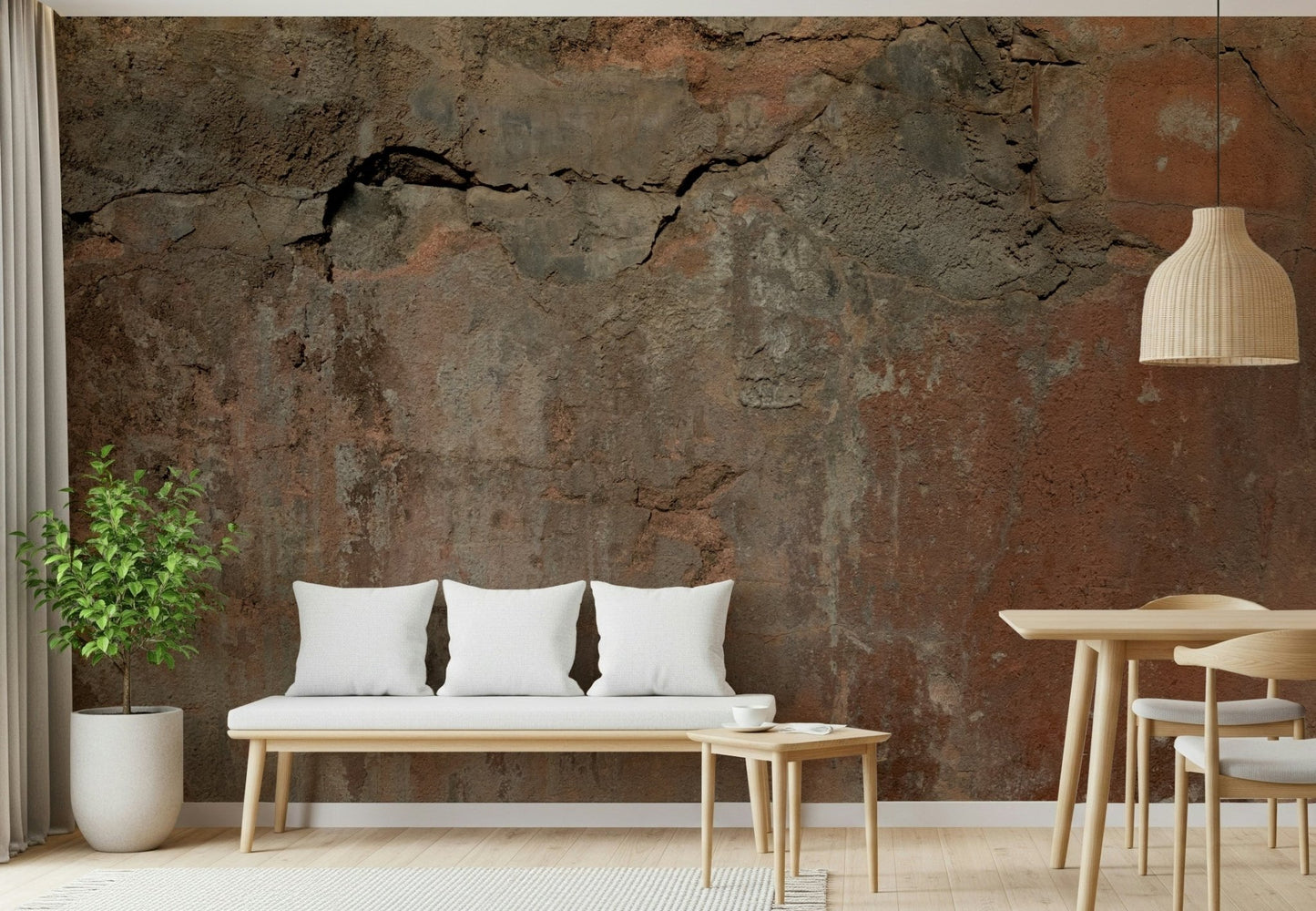 Detailed view of the layered natural shades in the Wall Mural.