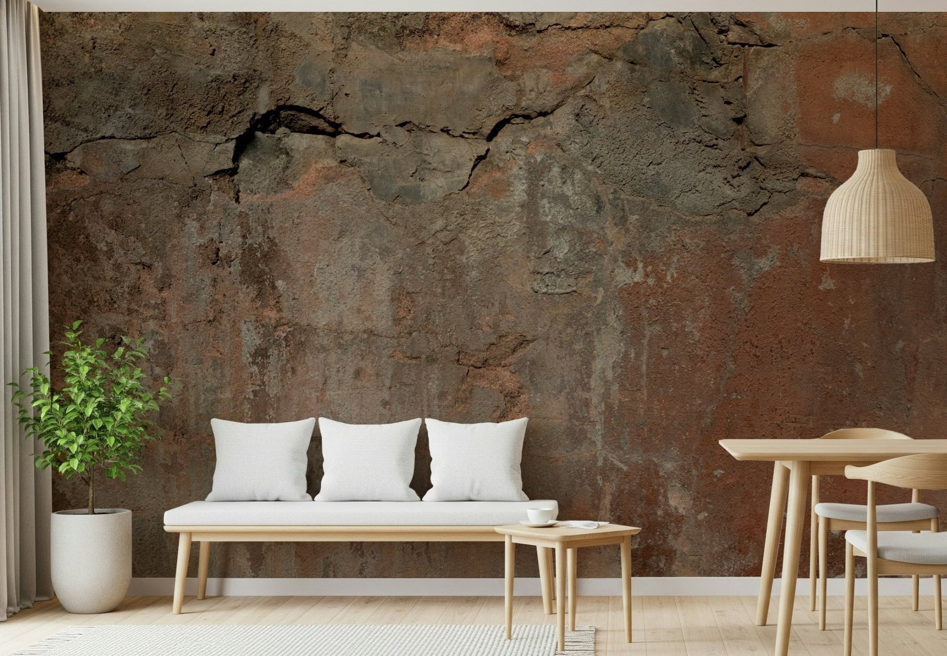 Detailed view of the layered natural shades in the Wall Mural.