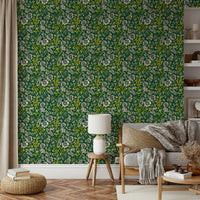 Mustard and pink floral wallpaper
