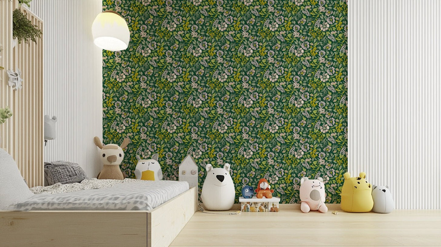 Vintage flower wall mural design
