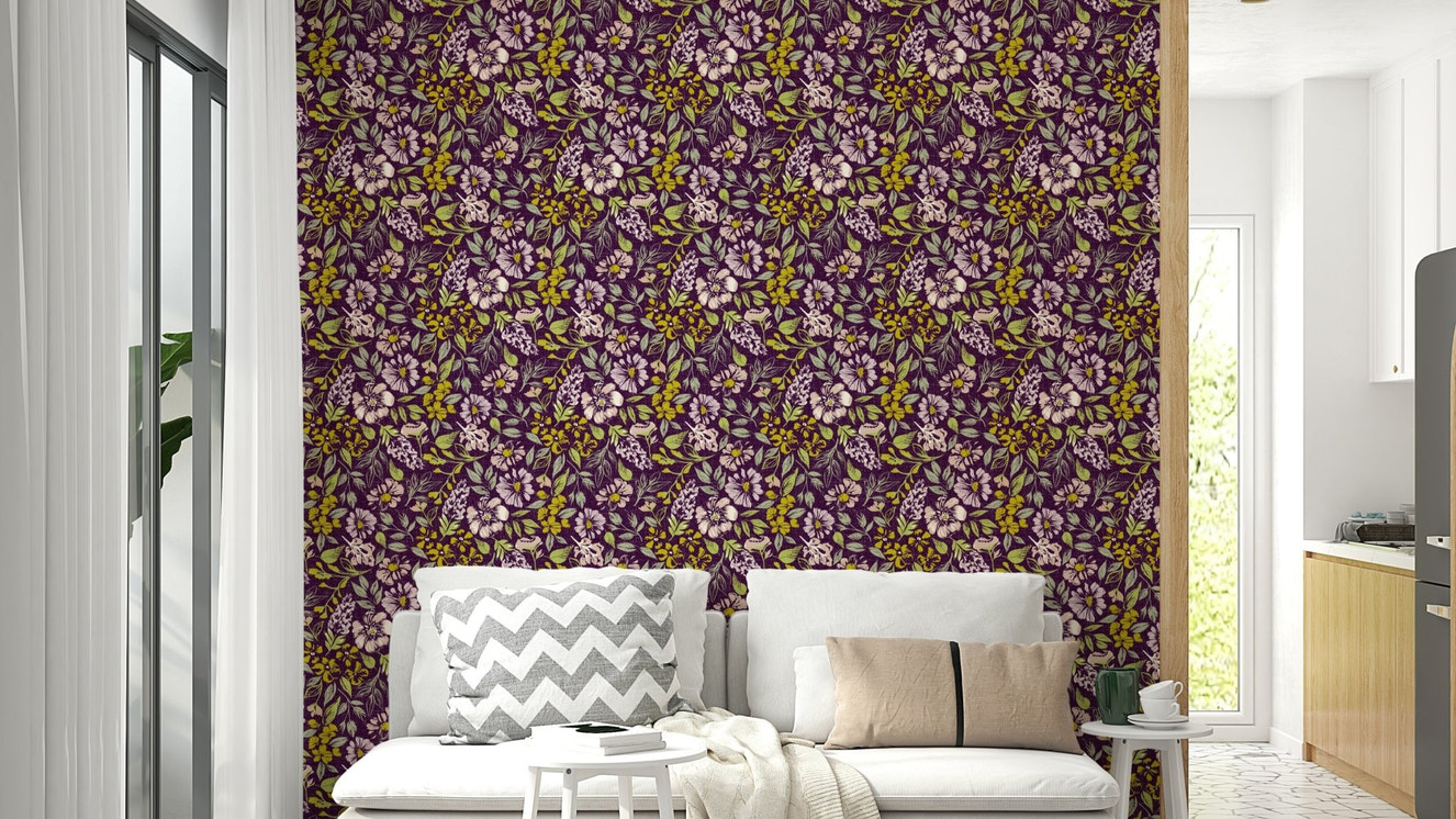 Rustic Floral Tapestry Wallpaper
