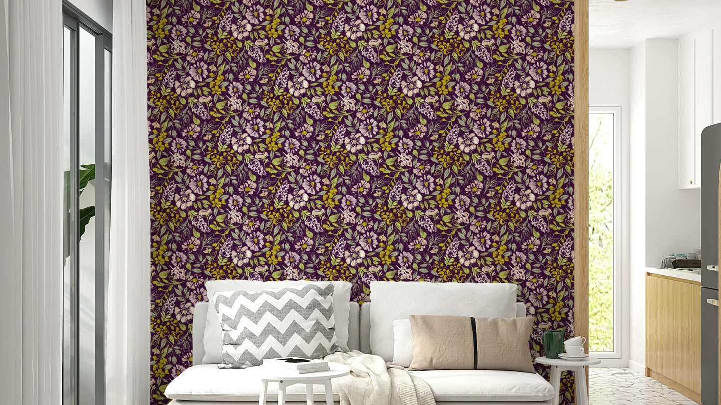 Rustic Floral Tapestry Wallpaper
