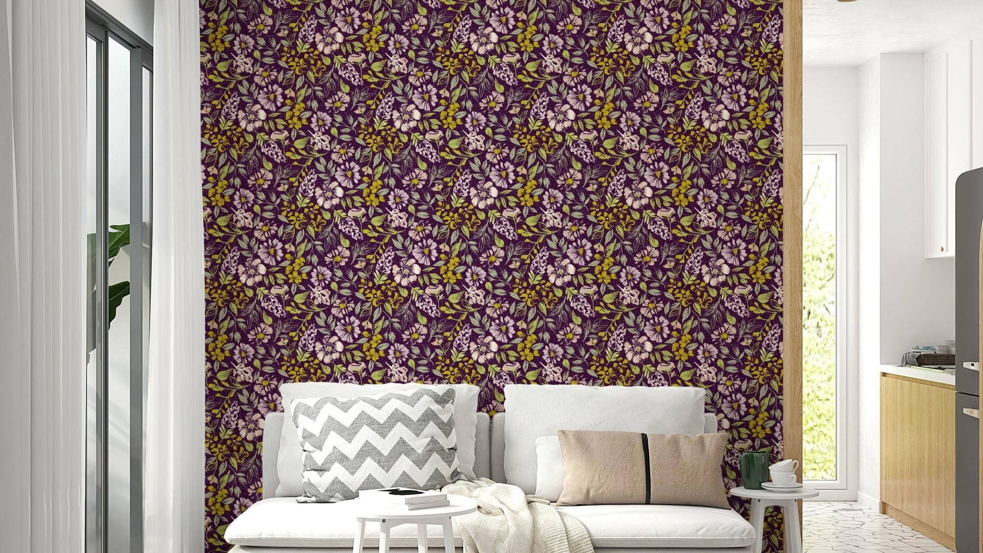 Rustic Floral Tapestry Wallpaper
