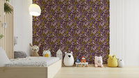 Dark purple floral mural
