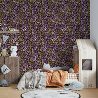Mustard and pink floral wallpaper

