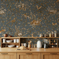 Inspiring misty woods scene Rustic Forest Motif Wall Mural applied in a reading nook.