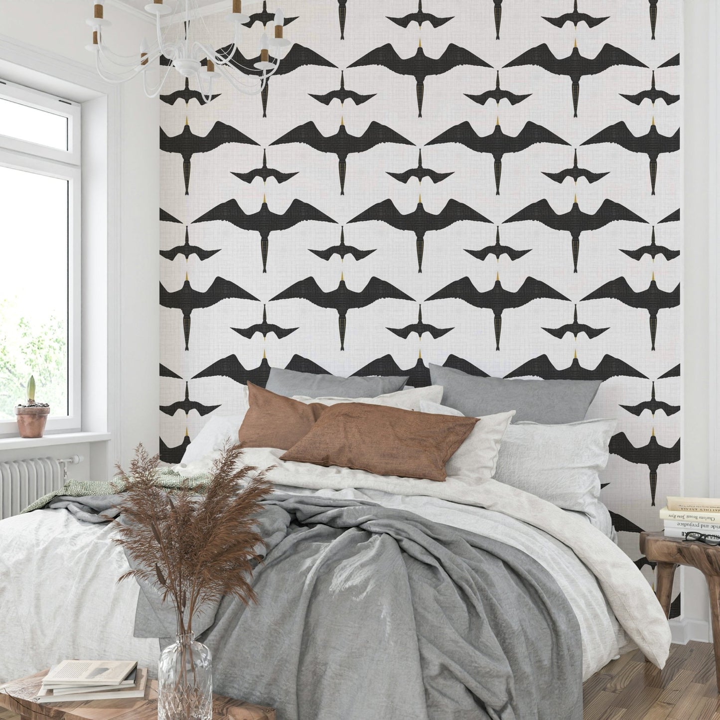 White bird wallpaper mural
