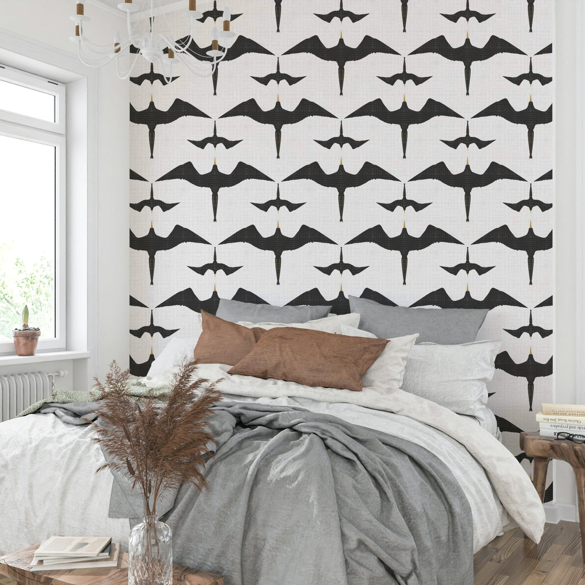 White bird wallpaper mural
