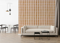Earthy color Rustic Gingham Charm Wallpaper plaid aesthetic.