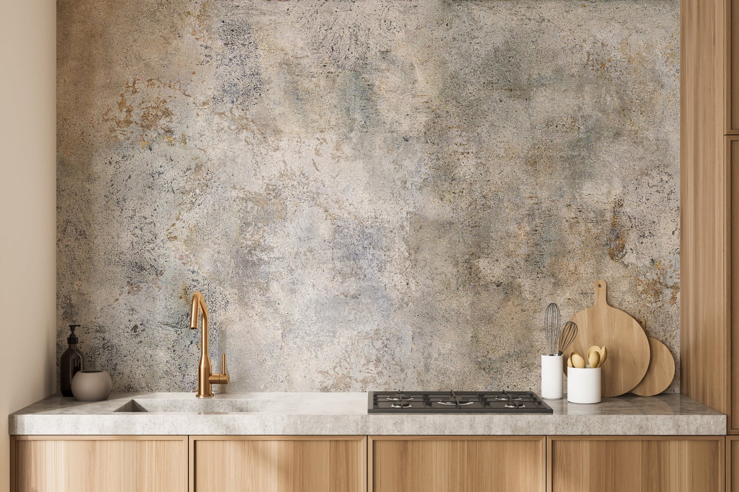 Rustic gray cement texture wallpaper mural, B383