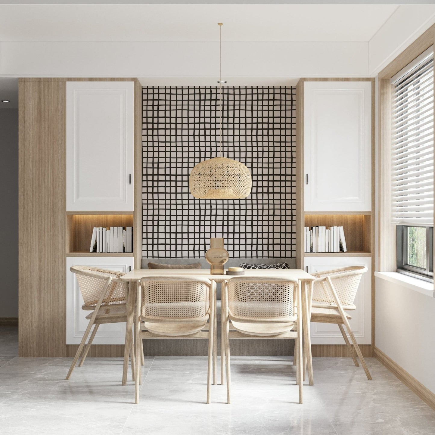 High-contrast modern Rustic Grid Lines Wallpaper pattern., GD6534