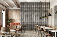 Black and Rustic Grid Lines Wallpaper white checkered design., GD6534