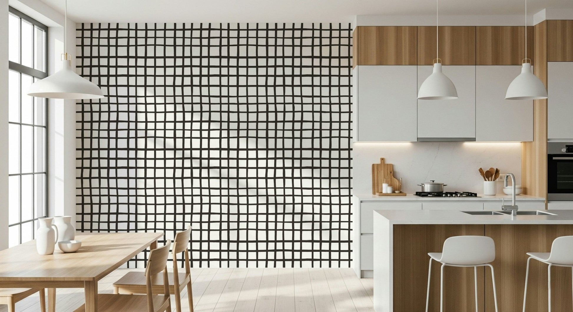Artisanal abstract Rustic Grid Lines Wallpaper lines image., GD6534