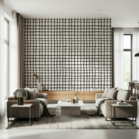 Bold black Rustic Grid Lines Wallpaper grid on white., GD6534