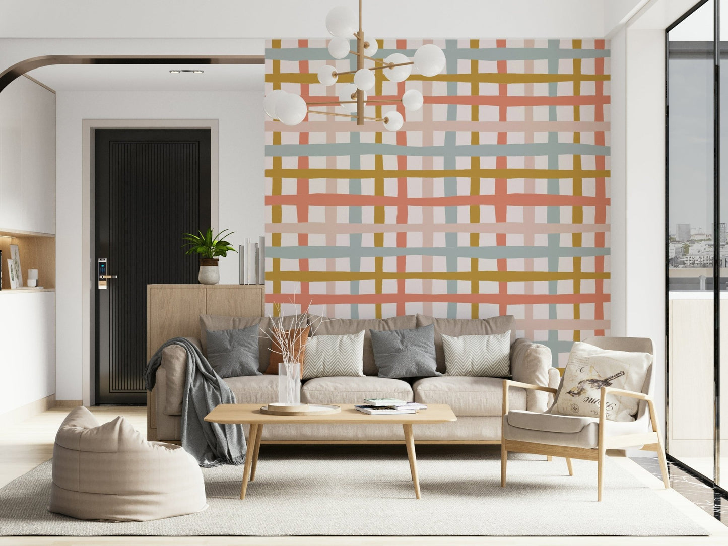 Cozy pastel Rustic Lines Wallpaper Wallpaper⁠ backdrop