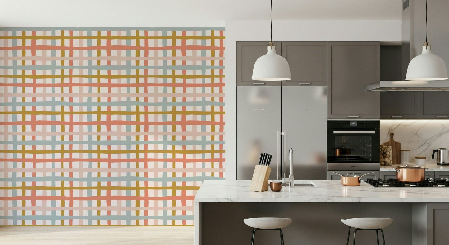 Hand painted Rustic Lines Wallpaper Wallpaper⁠ visual