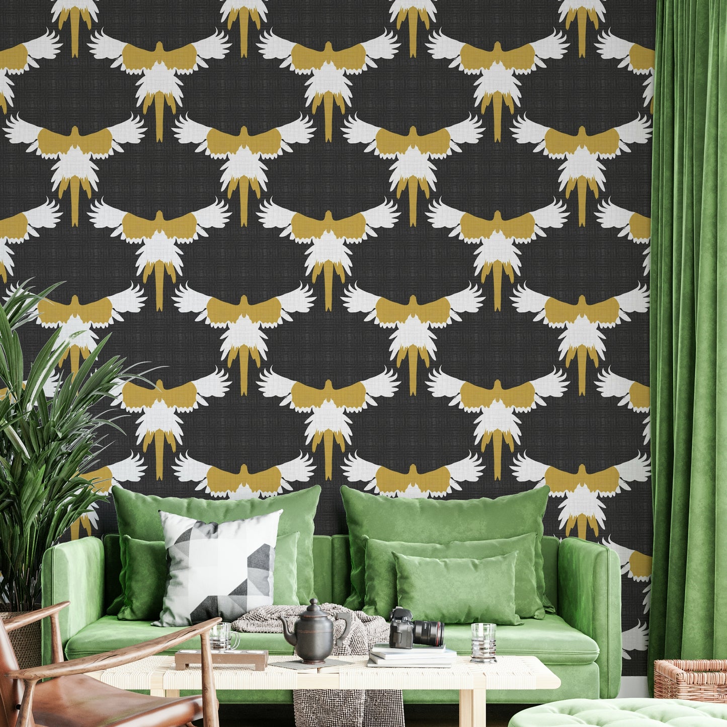 Gray bird wallpaper mural
