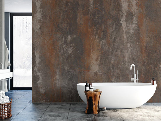 Bathroom walls get edgy with Rustic Metal Texture mural C431