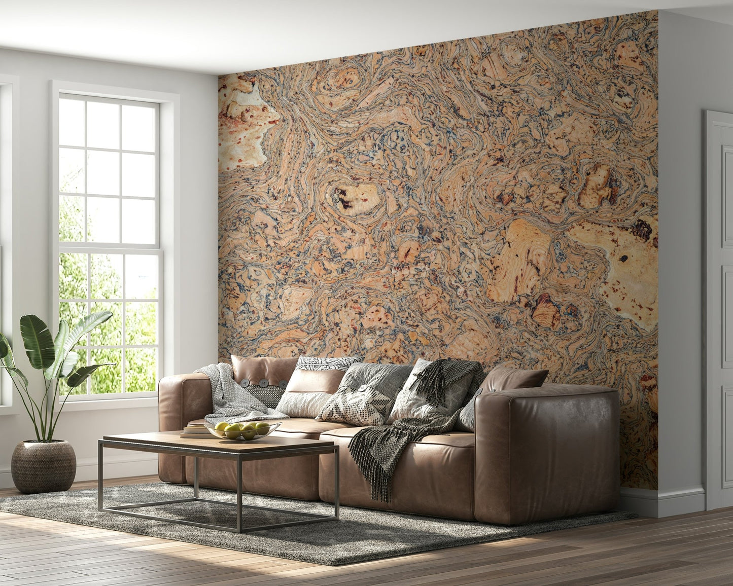 Unique speckled Rustic Natural Cork Pattern Wall Mural material
