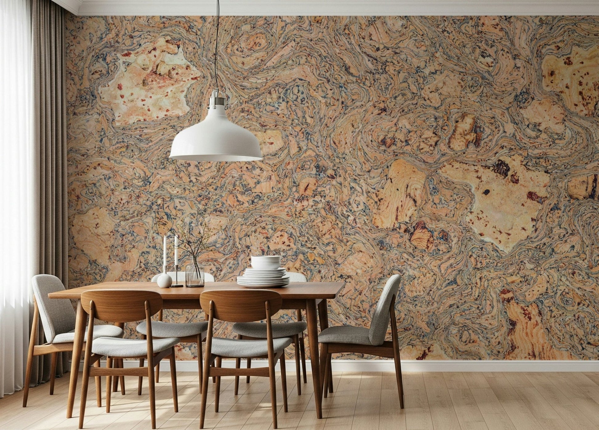 Organic appearance of Rustic Natural Cork Pattern Wall Mural