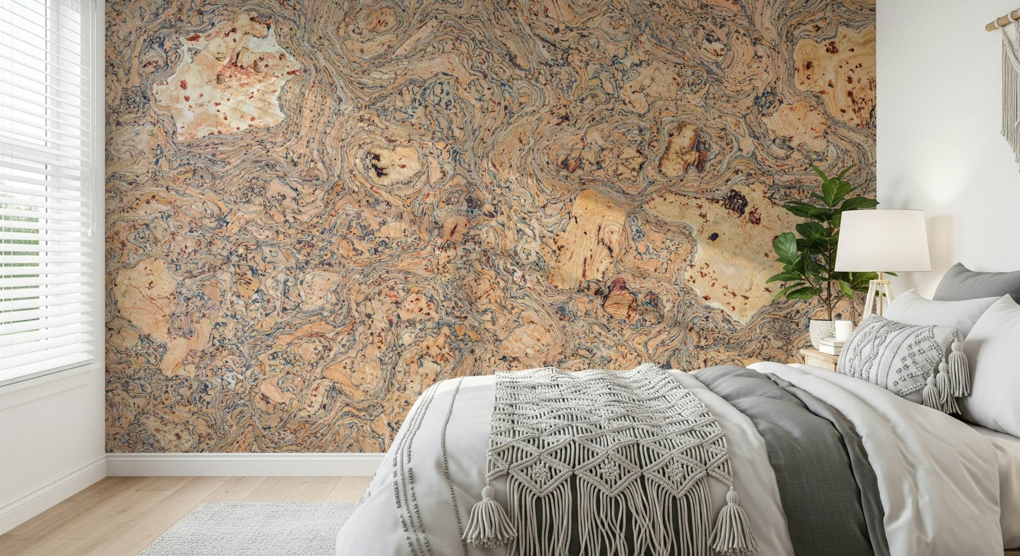 Rustic Natural Cork Pattern Wall Mural unique textured design, GD6473