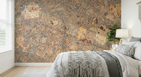 Rustic Natural Cork Pattern Wall Mural unique textured design, GD6473