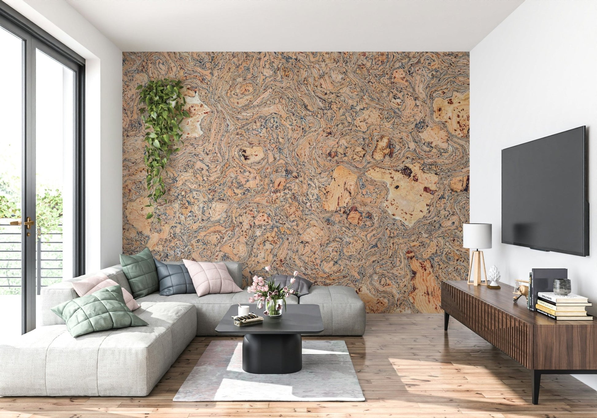 High quality Rustic Natural Cork Pattern Wall Mural wall art