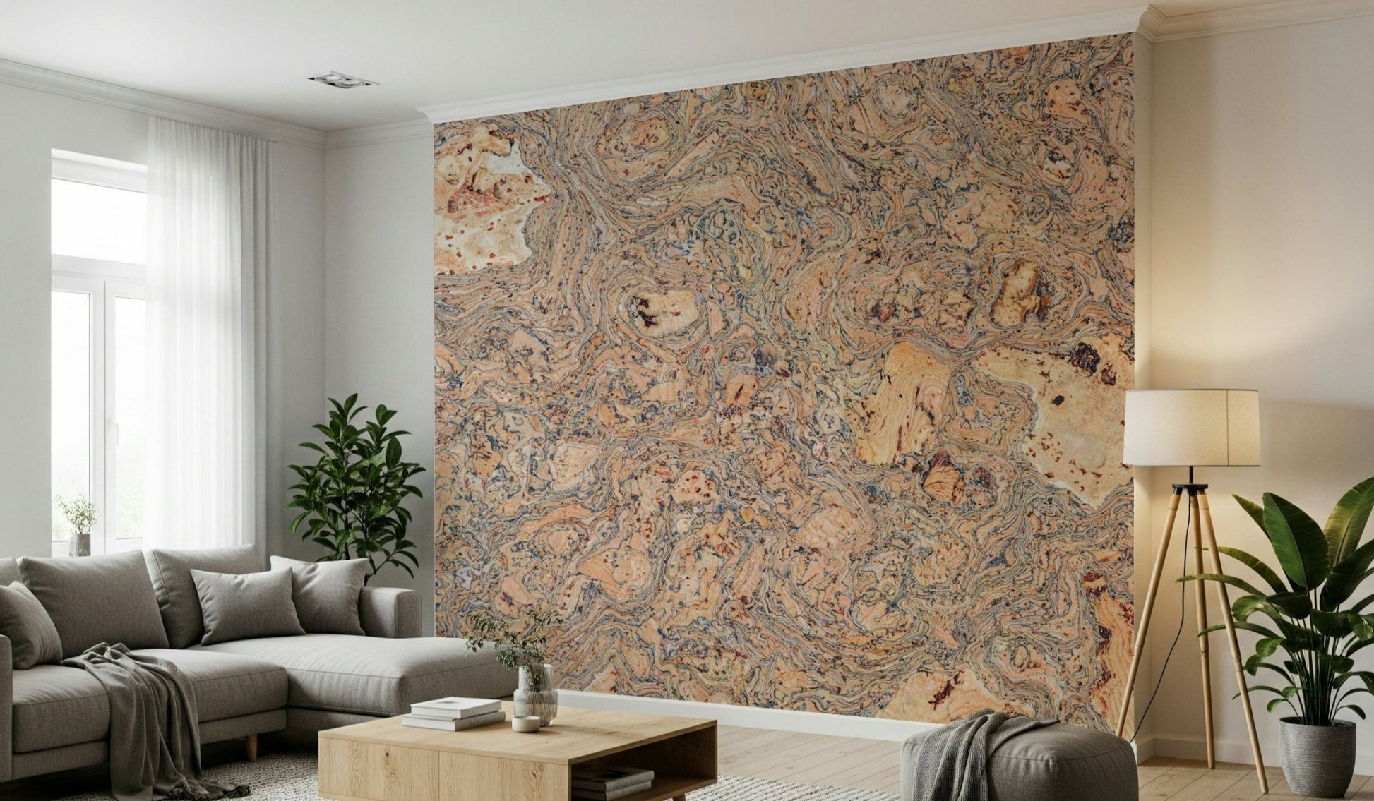 Swirling pattern Rustic Natural Cork Pattern Wall Mural