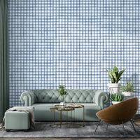 Timeless gingham mural for living areas
