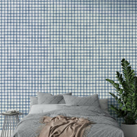 Watercolor gingham pattern in navy and beige
