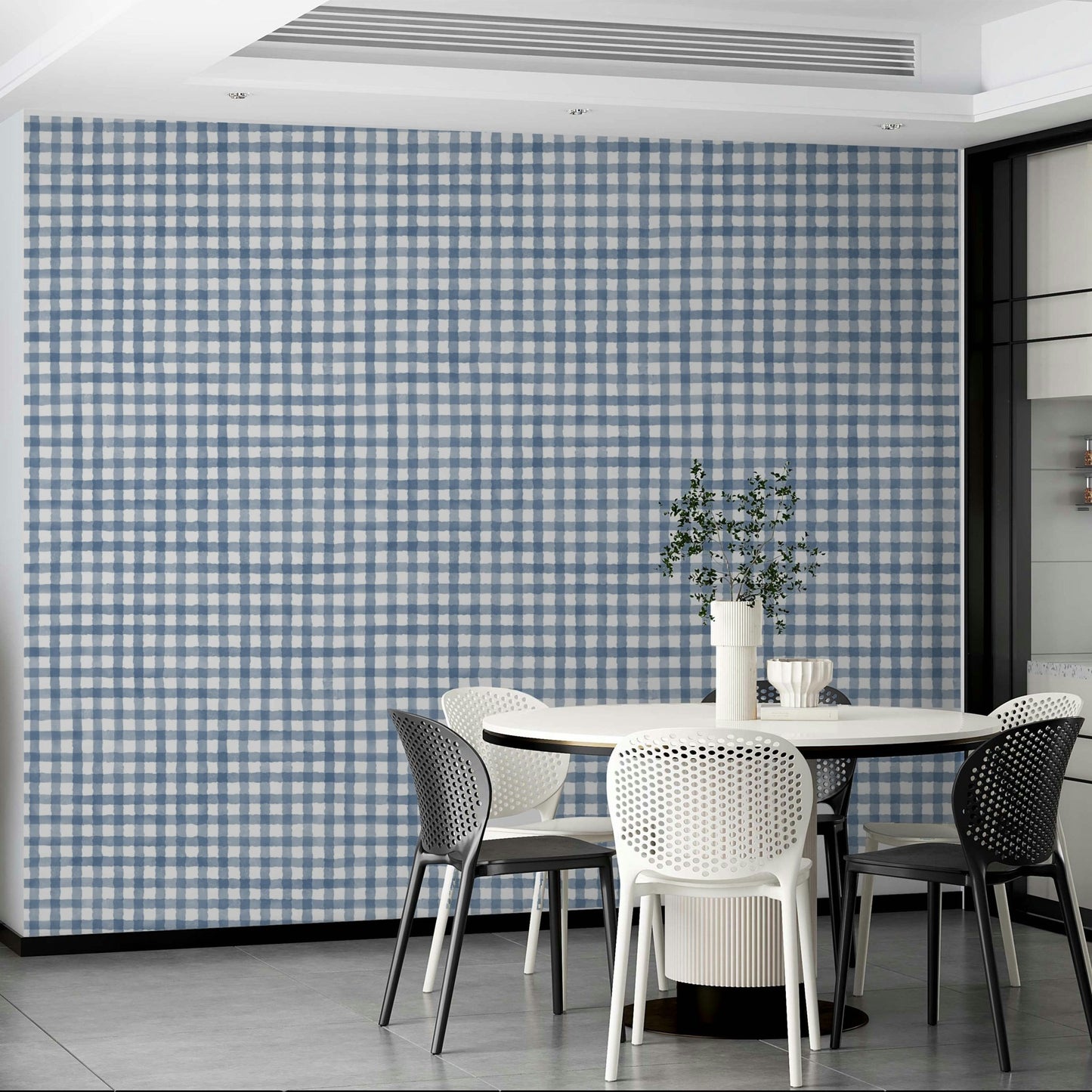 Rustic navy gingham checkered wallpaper design
