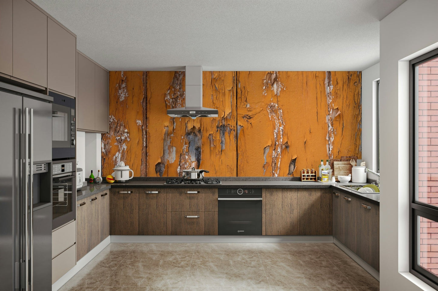Rustic Orange Texture Wall Mural
