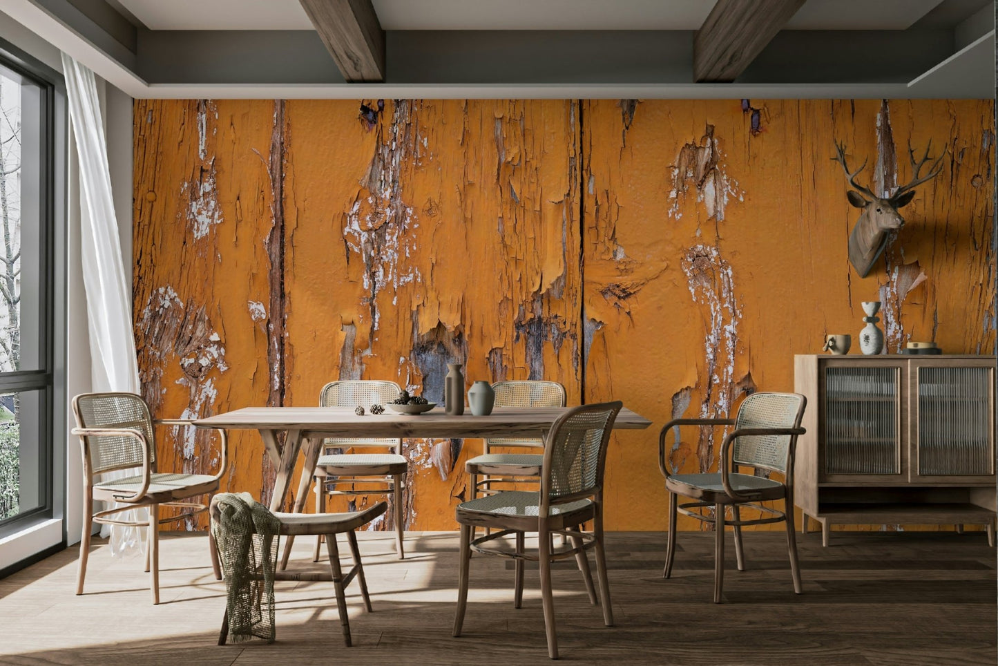 Rustic Orange Texture Wall Mural