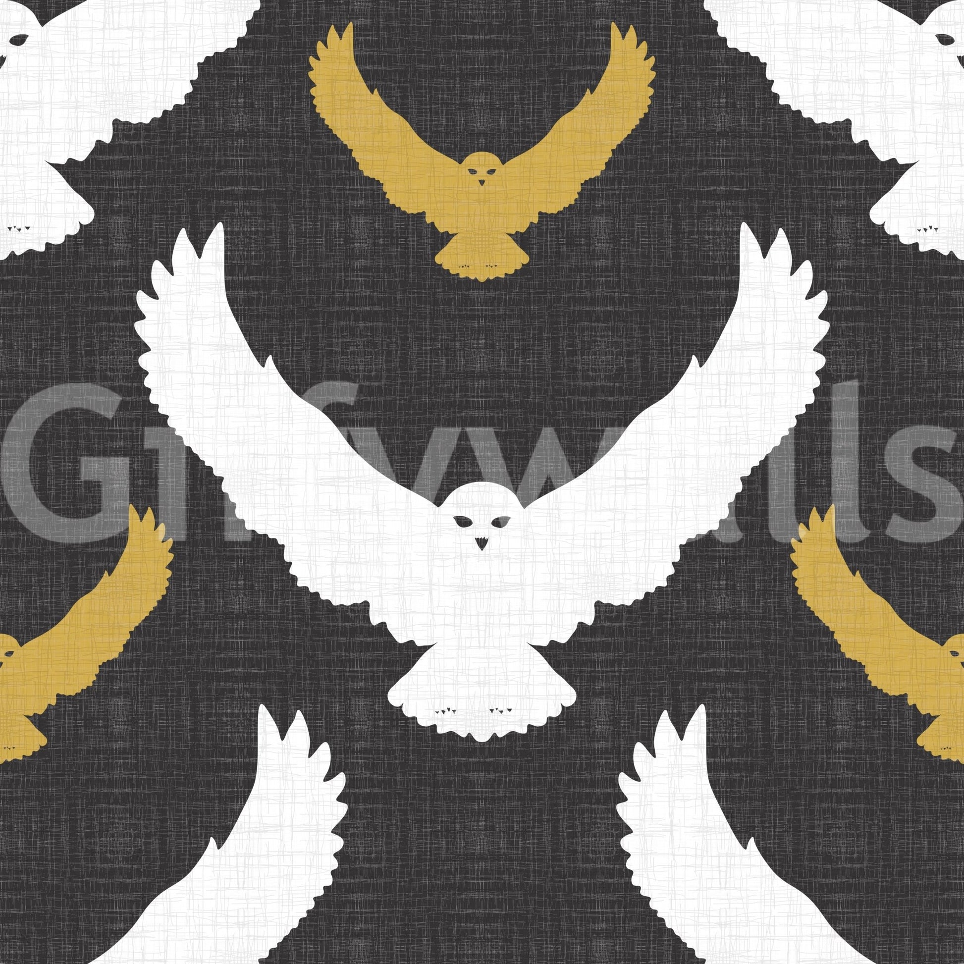 Soaring owl silhouette mural
