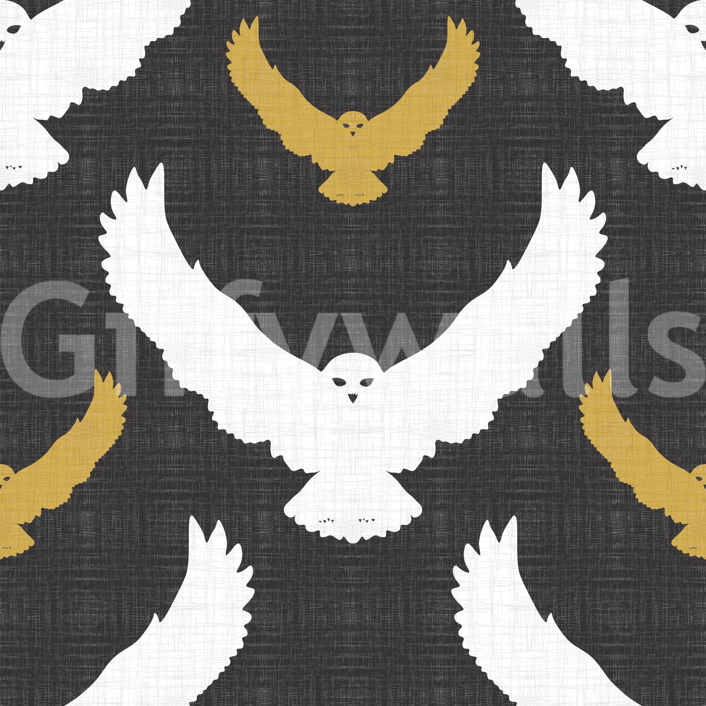 Soaring owl silhouette mural
