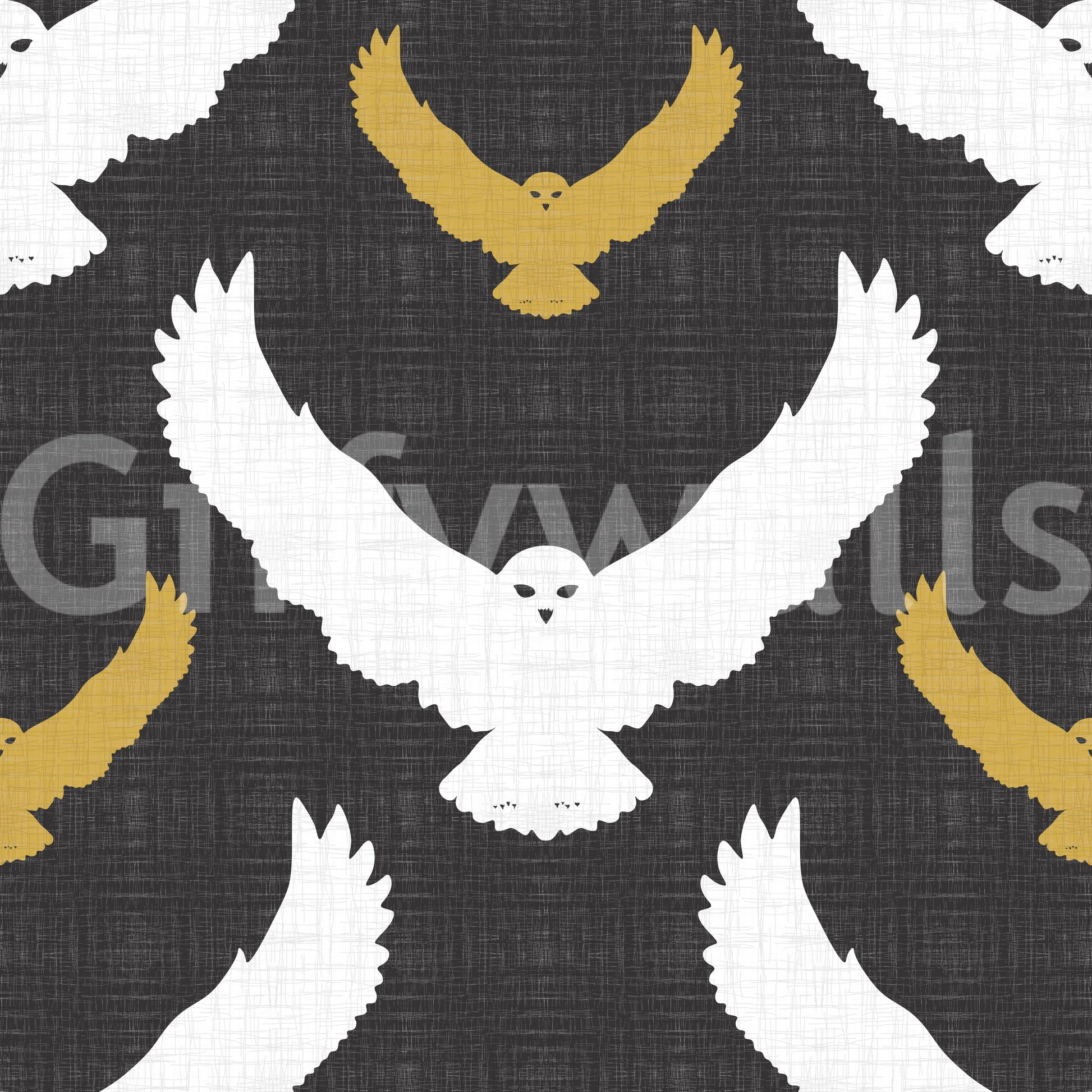 Soaring owl silhouette mural
