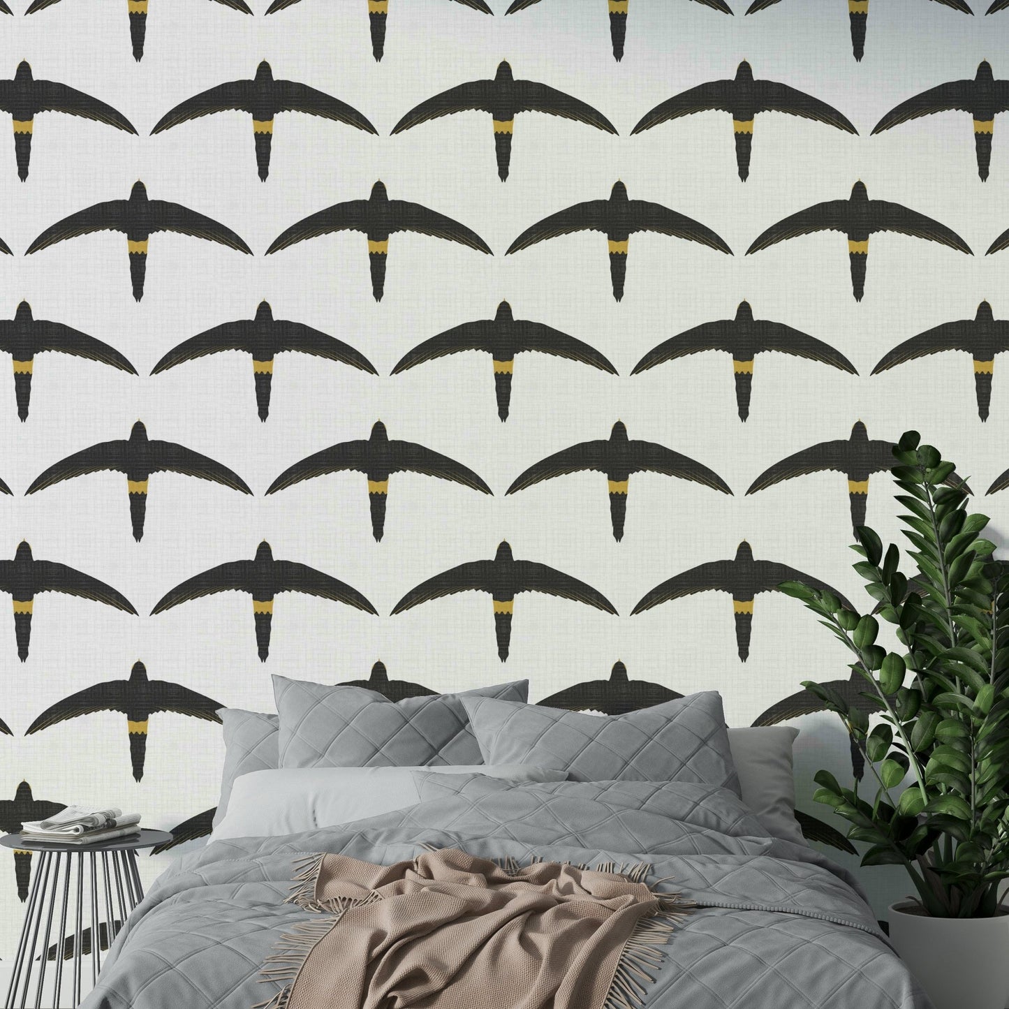 Rustic textured bird mural

