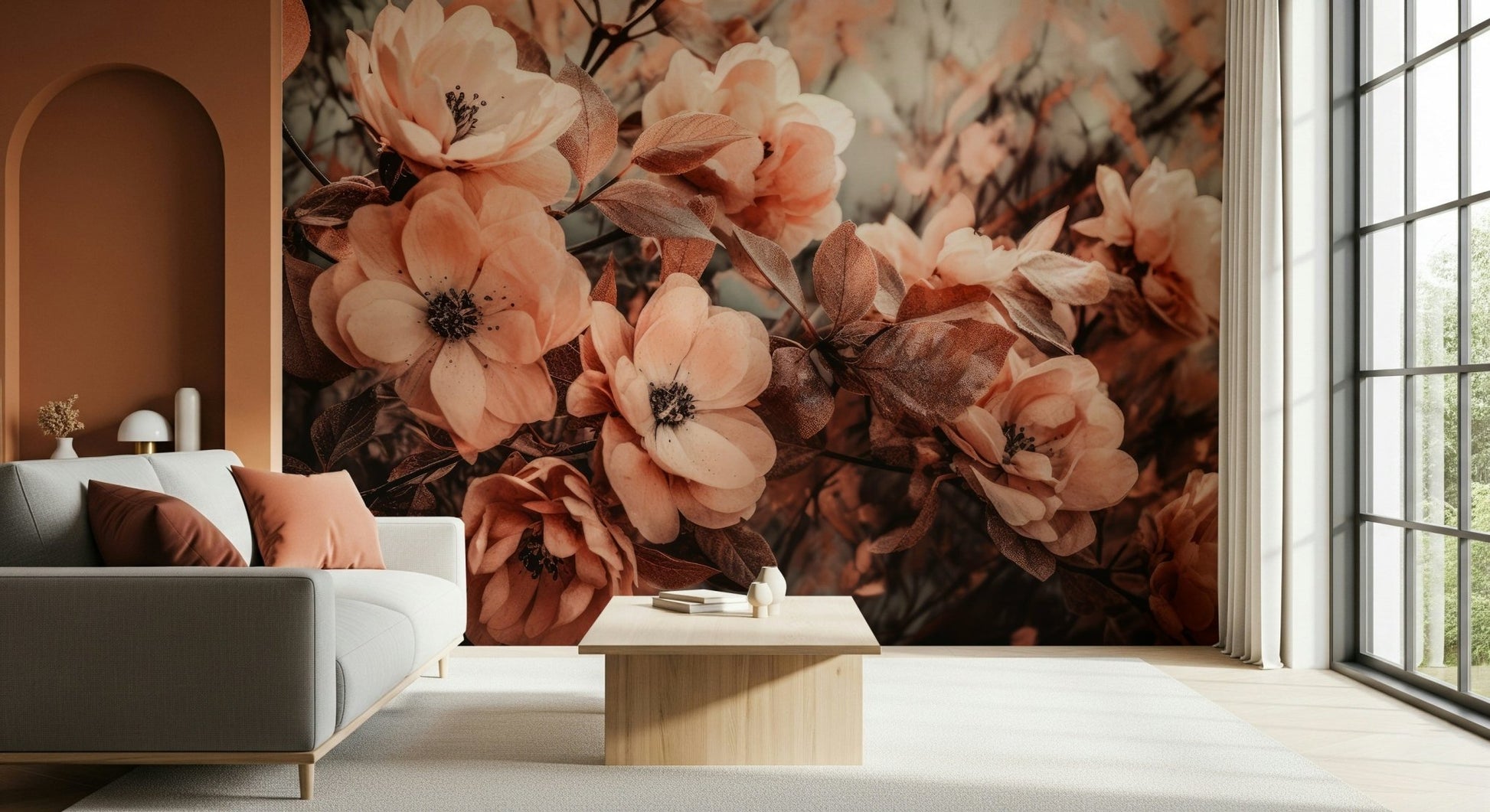 An artistic nature inspired mural for home decor.

