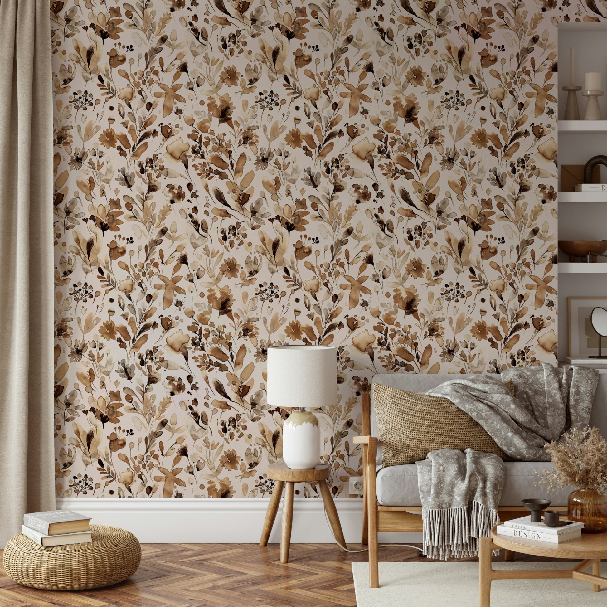 Nature-inspired rustic flowers wallpaper for walls

