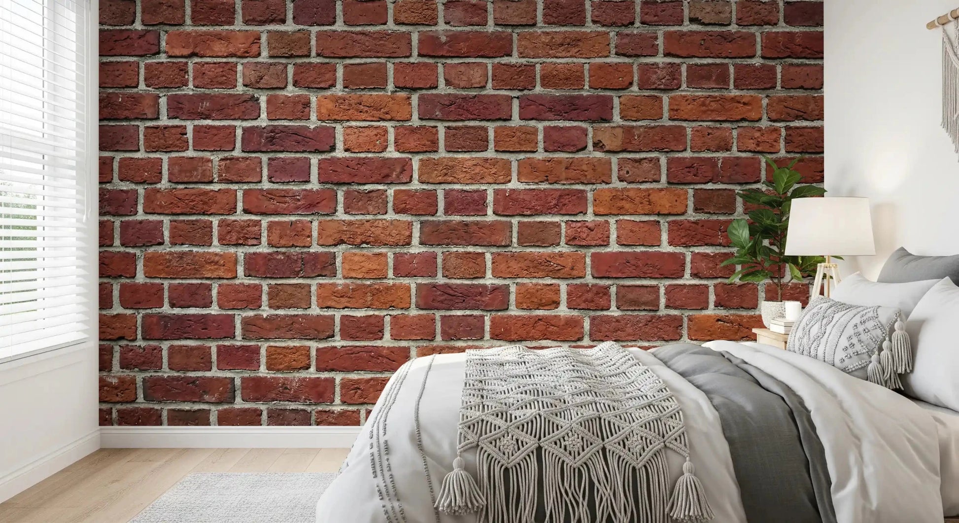 Rustic brick effect shown in Rustic Red Brick Texture Wall Mural
