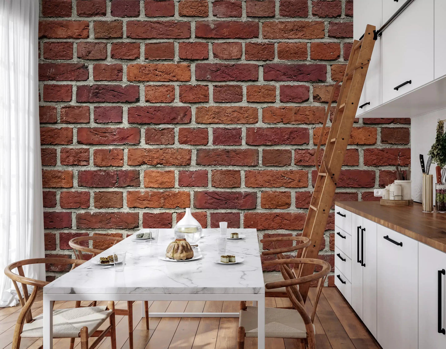 Aged masonry look in Rustic Red Brick Texture Wall Mural design