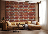 Hallway featuring Rustic Red Brick Wall Mural in weathered red tones, GD9431