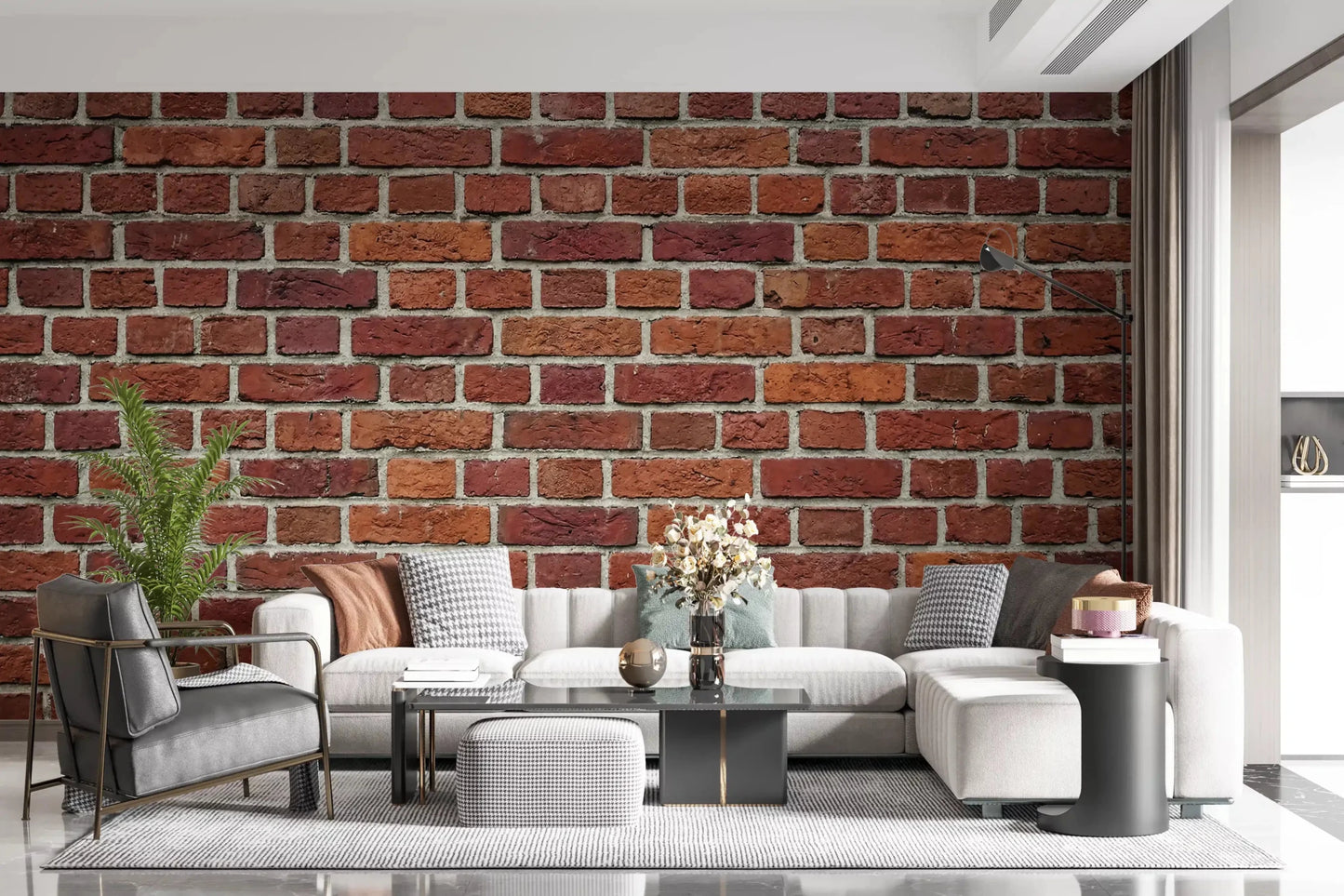 Classic red brick detail shapes the Rustic Red Brick Wall Mural, GD9431