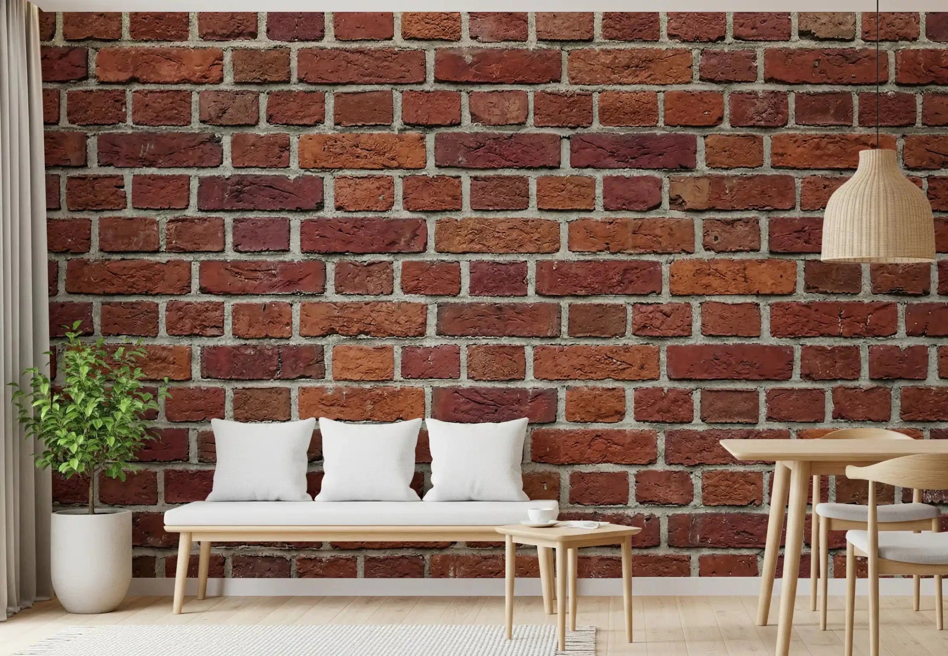 Natural mortar joints run through the Rustic Red Brick Wall Mural, GD9431