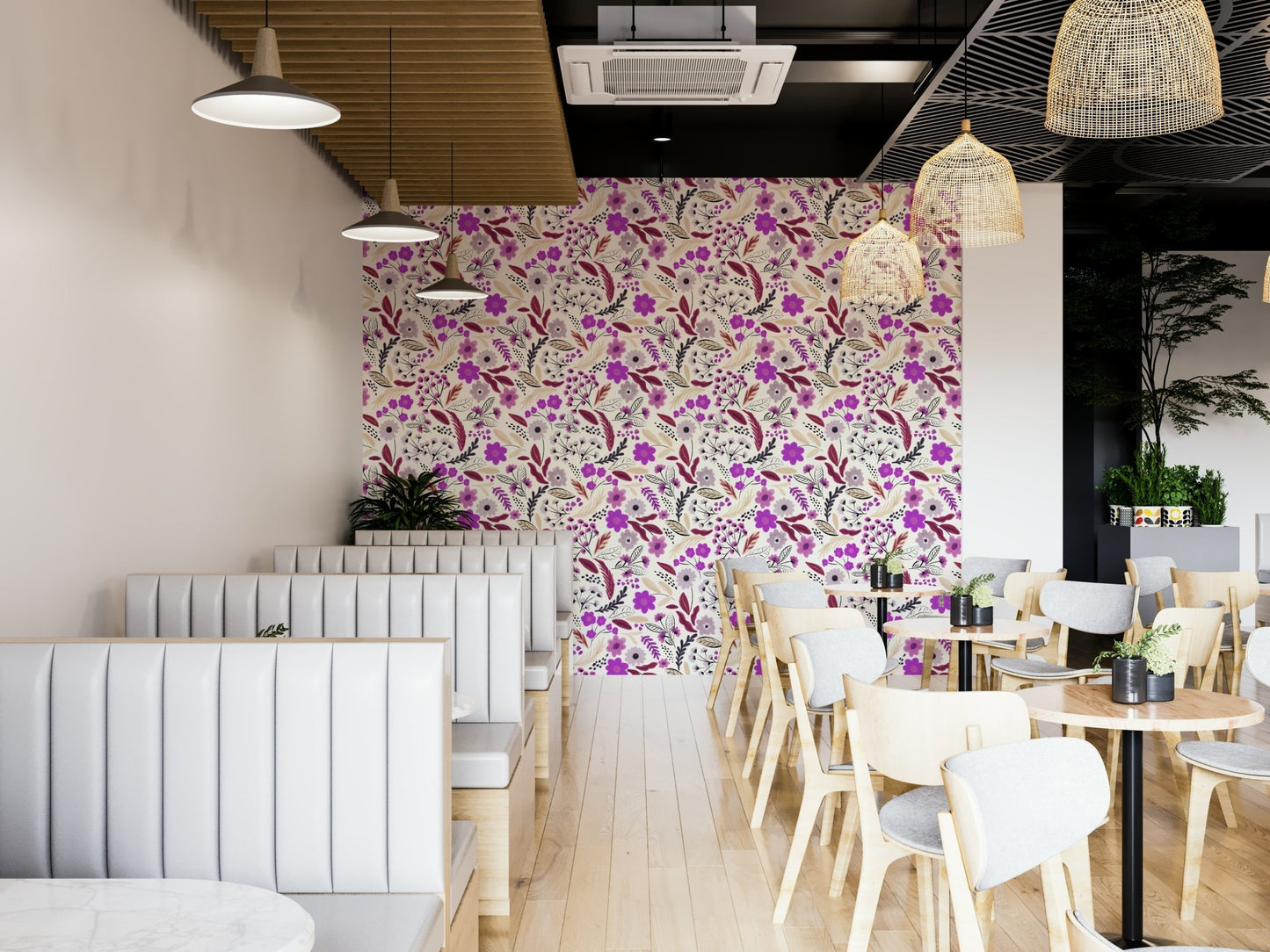 Romantic botanical wallpaper with garden roses, GD943