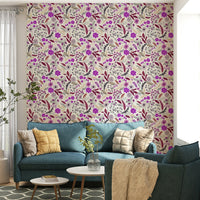 Botanical rose wallpaper in soft rustic tones, GD943