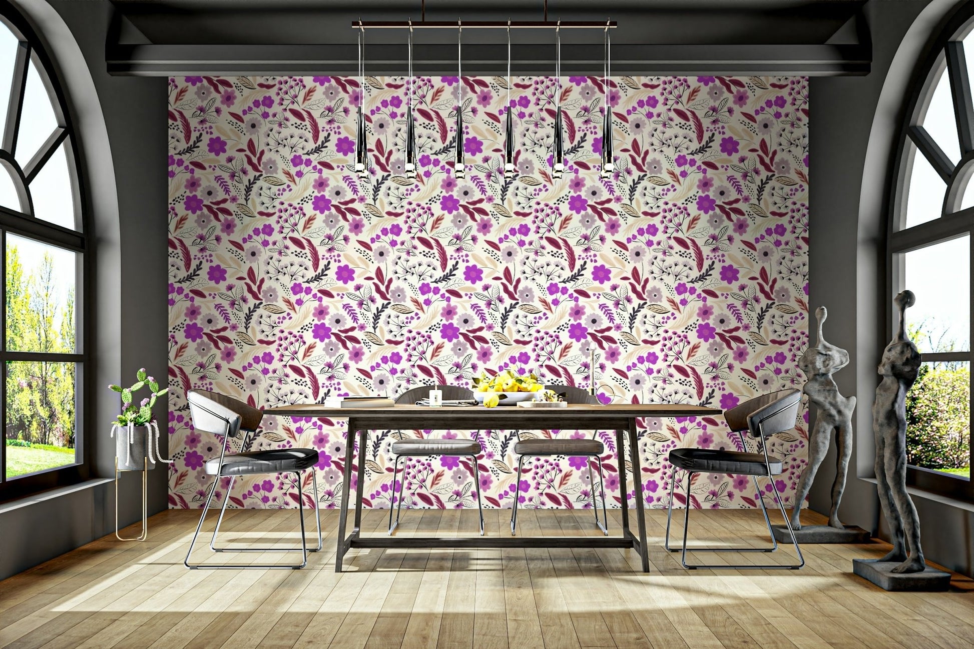 Rustic wall decor with garden rose illustrations, GD943