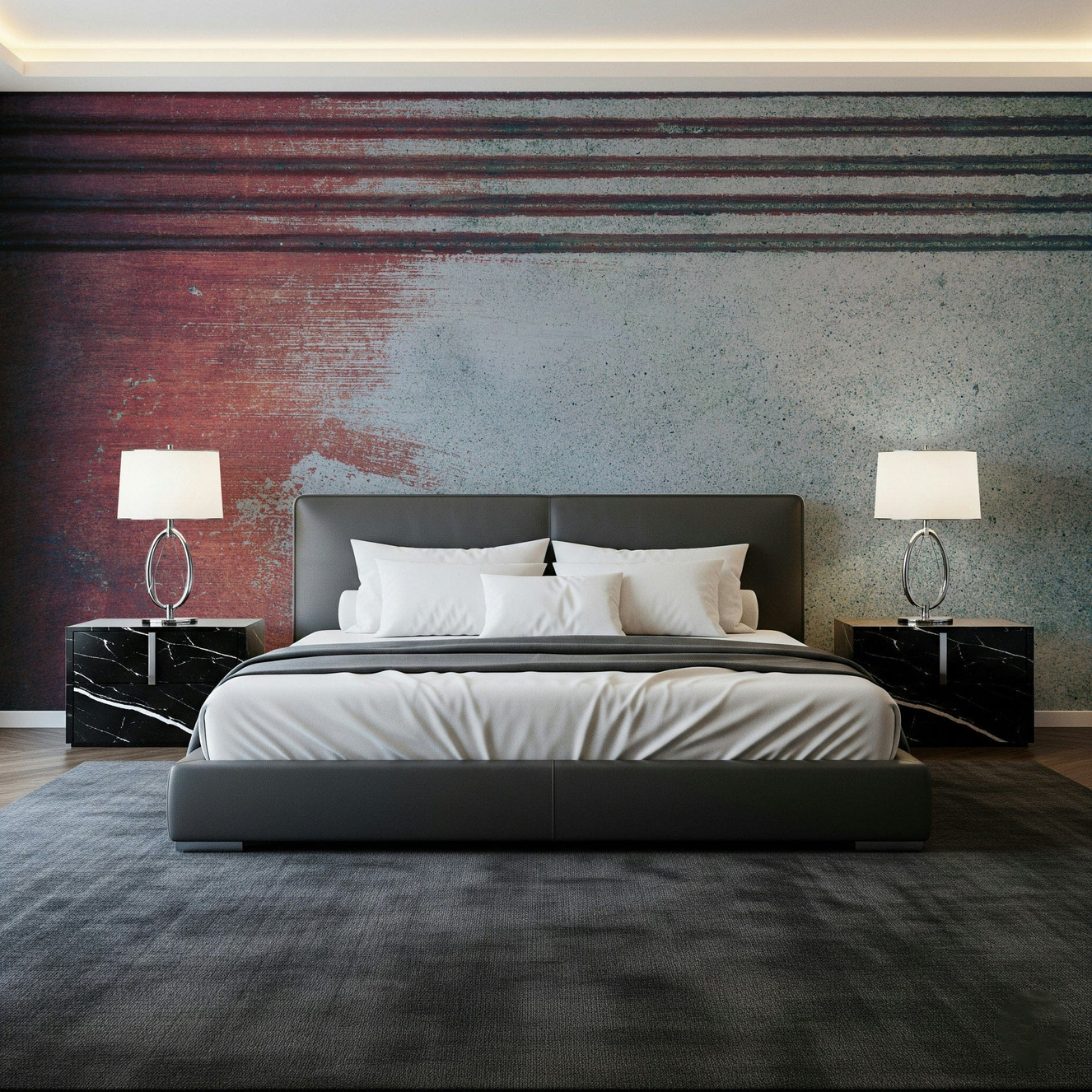 Rustic Rouge Concrete Wall Mural living room